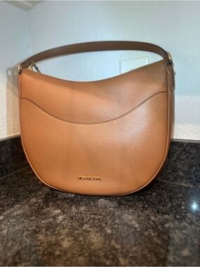 Michael Kors Tan Pebbled Leather Shoulder  Bag- DOVER